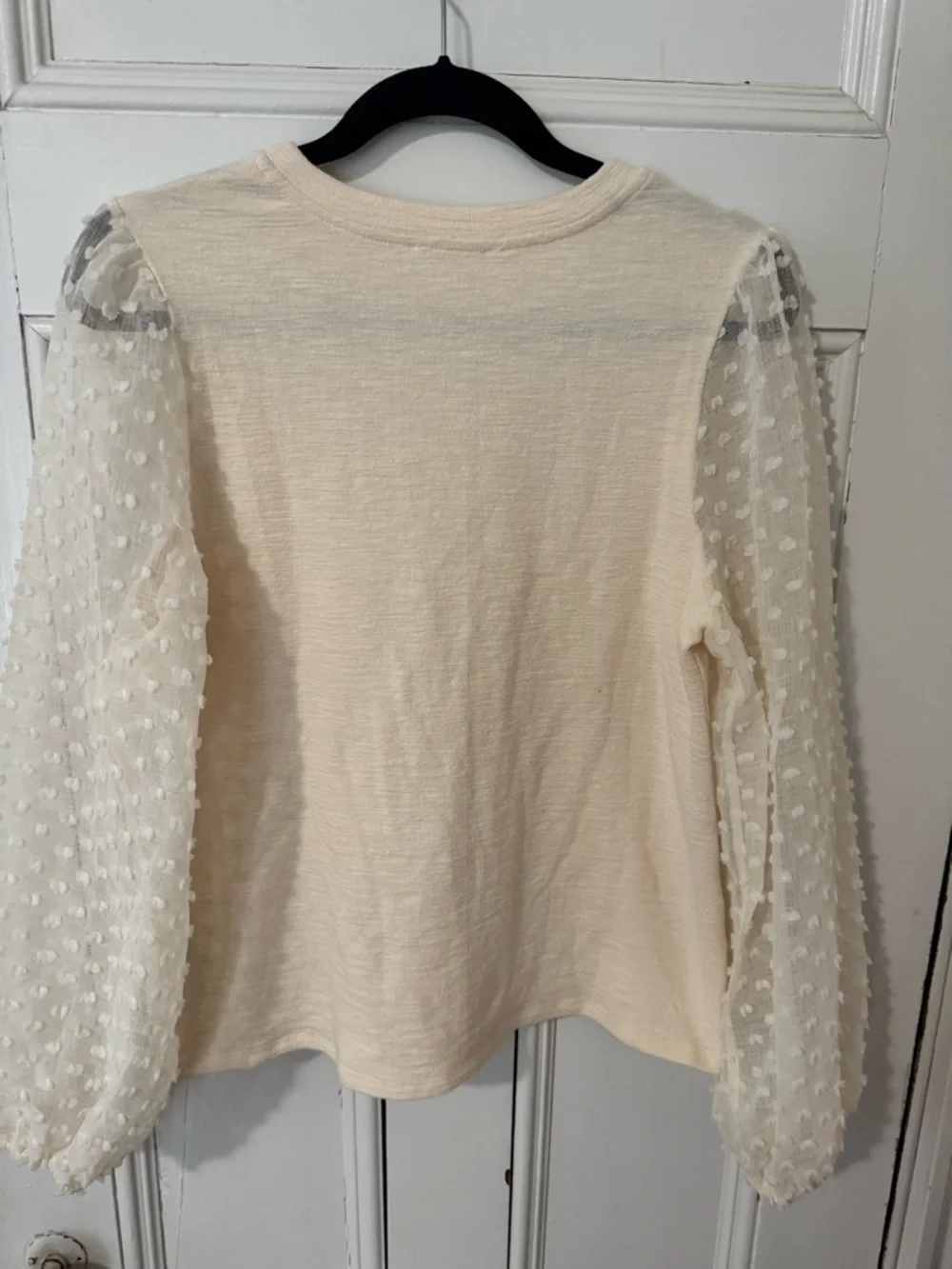 Maeve Anthropologie Textured Puff Sleeve‎ Top Ivory